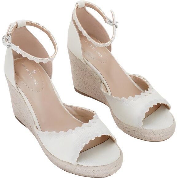 Bandolino Kendri espadrille wedge sandals ivory woven ankle strap US 7M - Picture 4 of 6